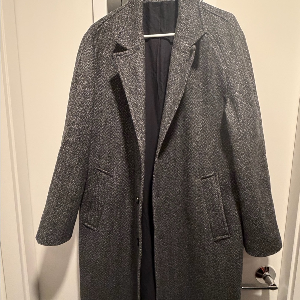 All Saints Charcoal Herringbone Trench Coat